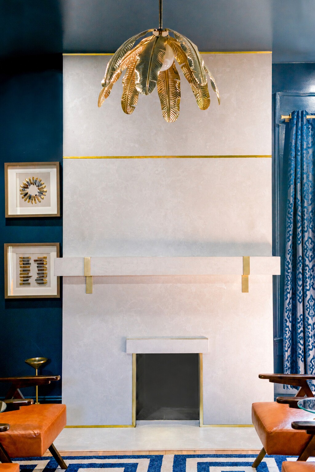 Custom concrete fireplace surround installed in a residence